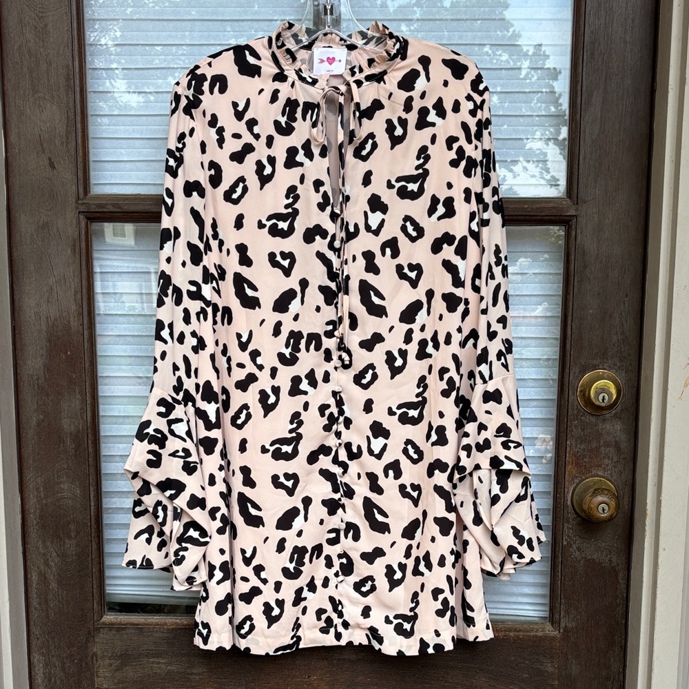 Pink Leopard Print Blouse